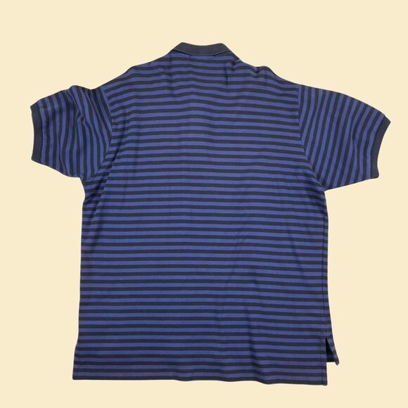 90s XL Polo by Ralph Lauren shirt, vintage blue striped polo short sleeve top - Picture 2 of 9